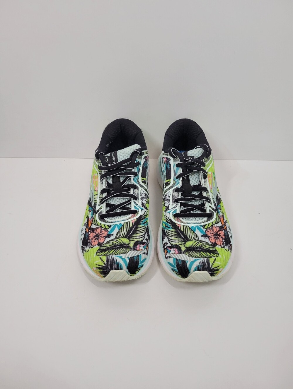 Brooks Adrenaline GTS 20 Green Tropical Floral Gym Running Sneakers Women Sz 7.5 - Picture 2 of 7
